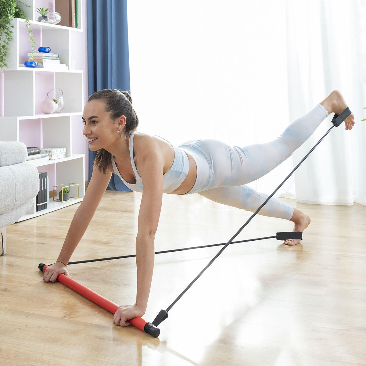 Barra de Fitness con Bandas Elásticas y Guía de Ejercicios Resibar