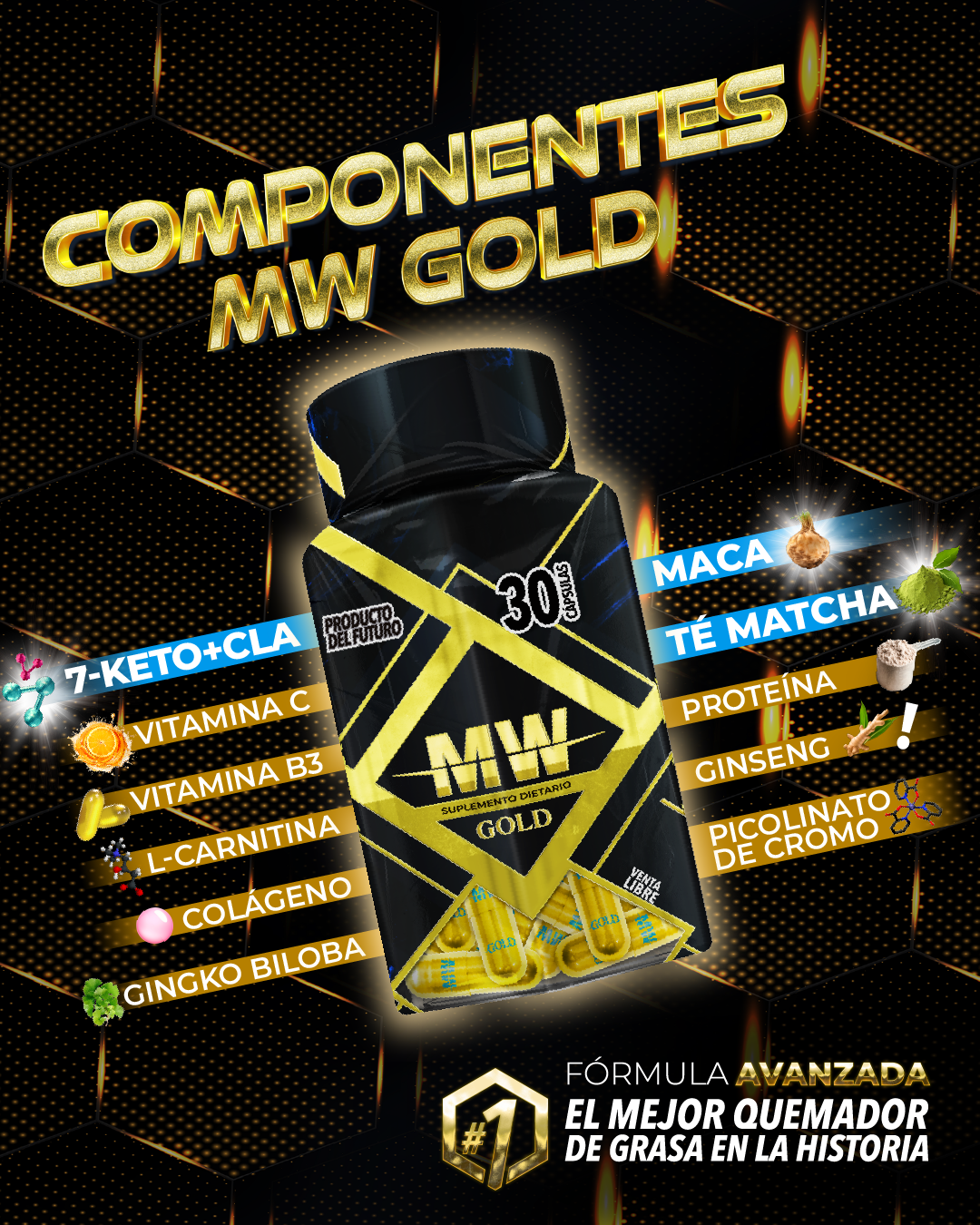 CAPSULAS MW GOLD + FLYER + BOLSA